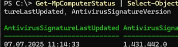 Get-MpComputerStatus 