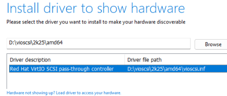 Load Red Hat VirtIO SCSI pass-through controller driver in Windows PE
