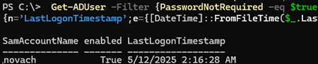 PowerShell: find AD users with blank passwords