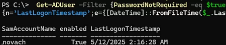 PowerShell: find AD users with blank passwords
