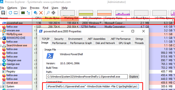 Process Explorer - view disk IO