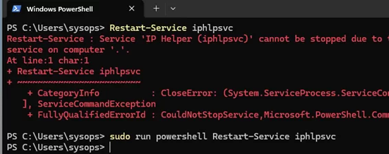 Running elevated PowerShell command using sudo in Windows 11