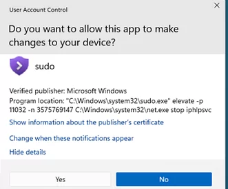 sudo - UAC elevation prompt