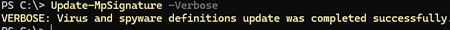 Update-MpSignature: Virus and spyware definitions update usig PowerShell