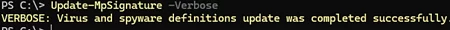 Update-MpSignature: Virus and spyware definitions update usig PowerShell
