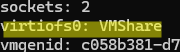check virtiofs device in proxmox vm config