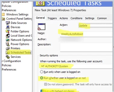 Configure reboot task in Group Policy