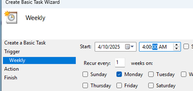Configure scheduling in task settings