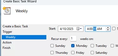 Configure scheduling in task settings