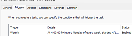 Configure time based criteria to auto restart 