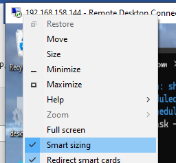 MSTSC: Smart sizing for RDP session