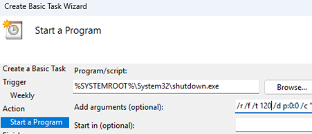 Restart Windows using scheduled task
