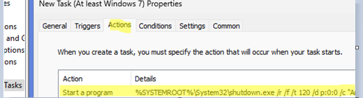 shutdown.exe command with options for delayed reboot