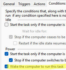 Wake the computer to run this task 