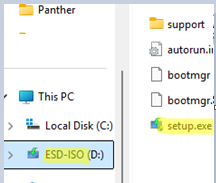 Windows 11 build upgrade using setup.exe on installation ISO 