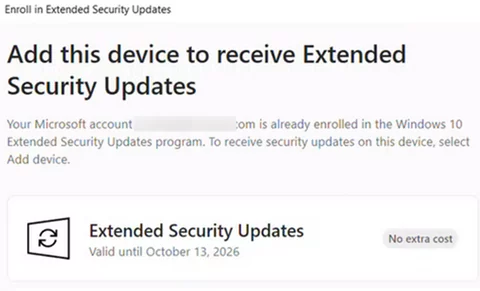 Add device to receive Extended Security Updates