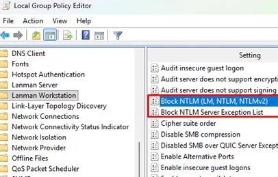 Block NTLM for SMB connections via GPO