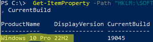 Check Windows version and build with PowerShell