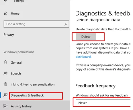 Clean up diagnostics data in Windows