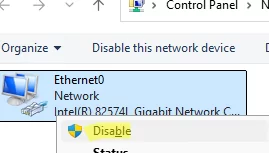 Disable and then Enable network adapter via ncpa.cpl