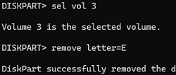 diskpart - remove drive letter