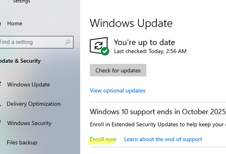 Enroll in Windows 10 Extended Security Updates