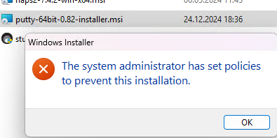 Error installing MSI: The system administrator has set policies to prevent this installation