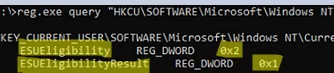 ESUEligibility and ESUEligibilityResult registry parameters