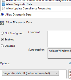 GPO: disable telemetry (Diagnostic Data )
