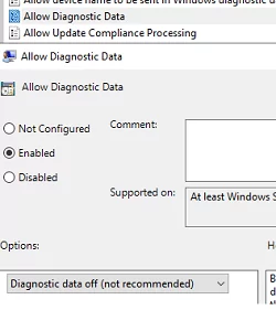 GPO: disable telemetry (Diagnostic Data )