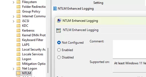 GPO option: NTLM Enhanced Logging 