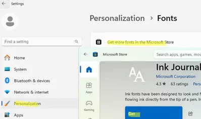 Install new font via Microsoft Store