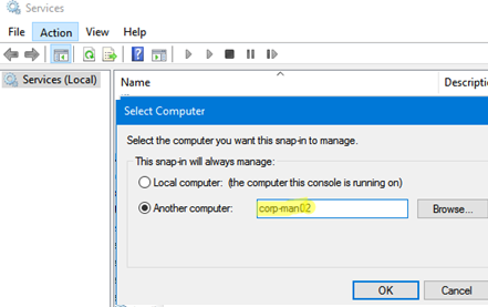 Manage services on a remote computer