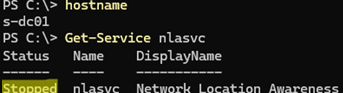 Network Location Awareness service is disabled