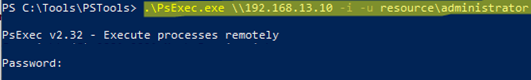 psexec - open shell on remote computer