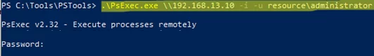 psexec - open shell on remote computer