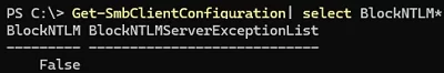 Set-SMbClientConfiguration BlockNTLM 
