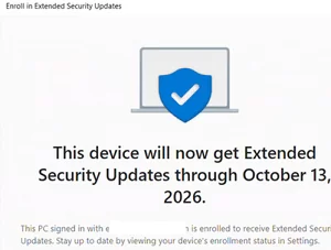 windows 10 device with ESU will get updates through October 13. 2026