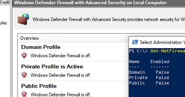PowerShell - disable Windows Firewall