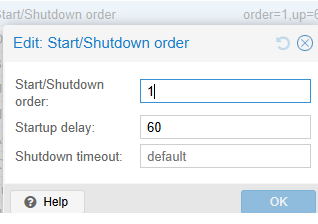 Proxmox: startup order and delay