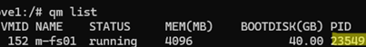 qm list - get VM PID