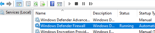 Windows Defender Firewall service