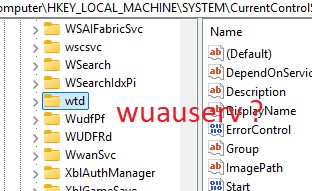 wuauserv missing in registry windows 11