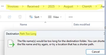 A "path too long" error in Windows 