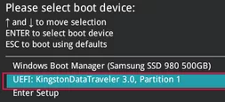 Boot computer from USB stick 