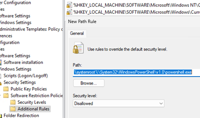 Deny running powershell.exe in Windows via SRP