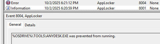 Event id 8004: EXE was prevented from running