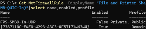 Firewall Rule: File and Printer Sharing (SMB-QUIC-In)