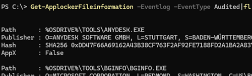 Get-ApplockerFileinformation - list events