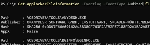 Get-ApplockerFileinformation - list events